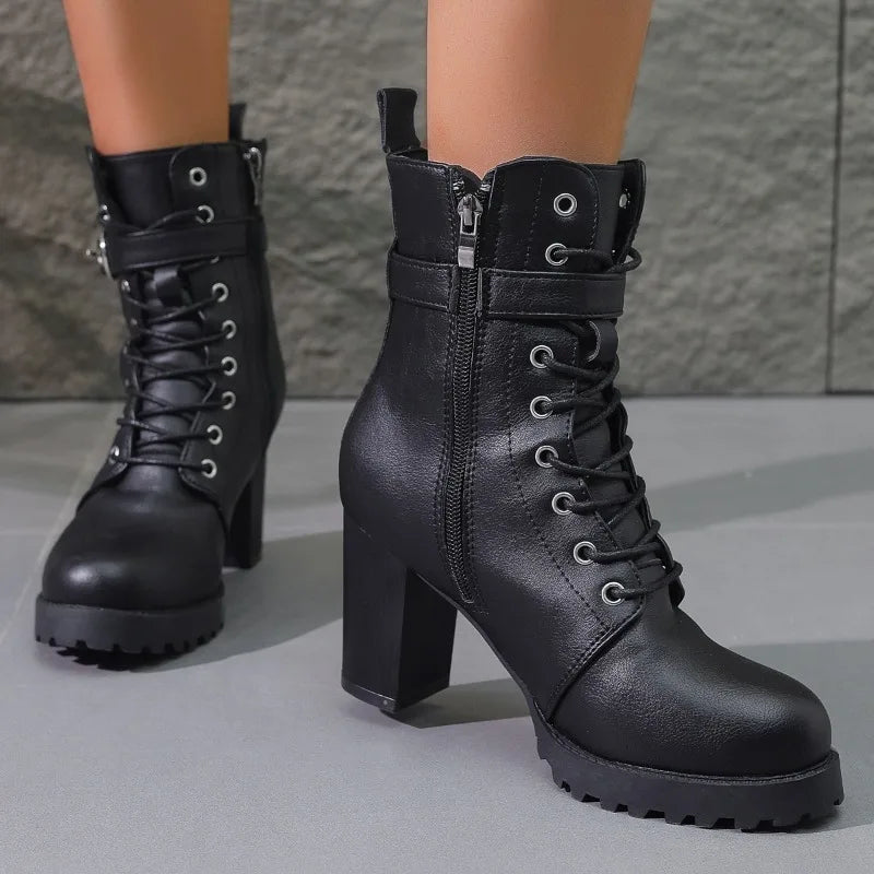 Alice - Women's Lace-Up Ankle Boots with Schnallendetail