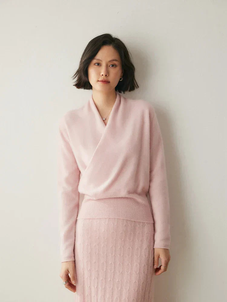 Sandra - Women's Elegant Wrap Sweater with Crossover Design