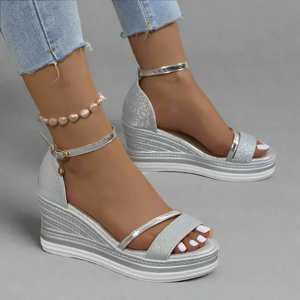 Amber - Women's Plateau Wedge Heel Sandals with Open Zehenpartie