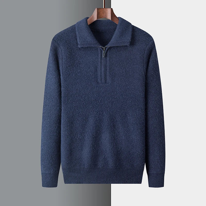 Beth - Men's Spring-Knit Sweater with Half Zip