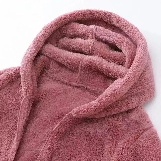 Amber - Women's Spring-Kuschelige Hooded Jacket with Zip
