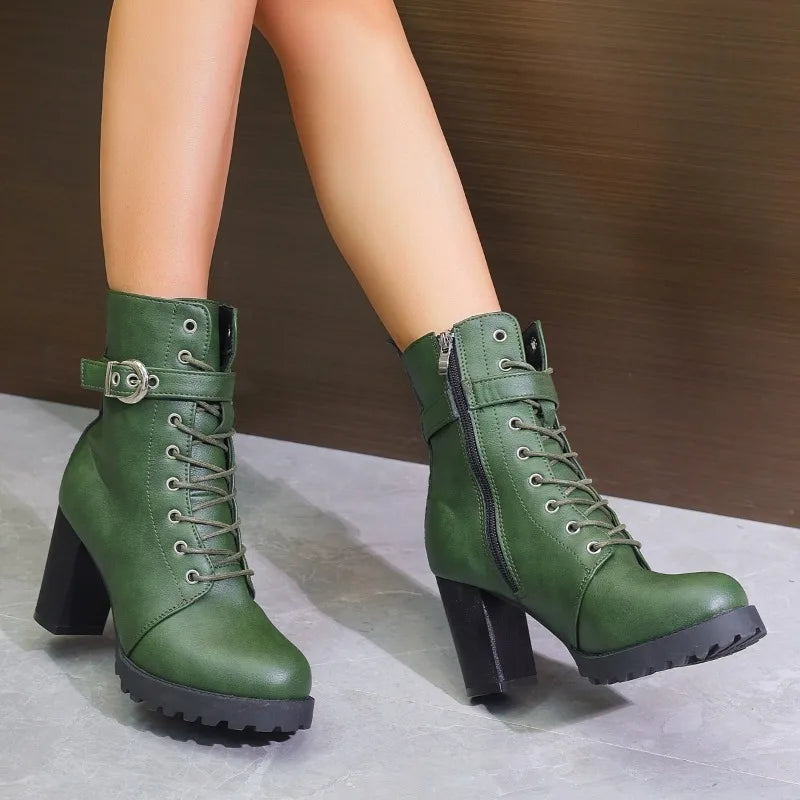 Alice - Women's Lace-Up Ankle Boots with Schnallendetail