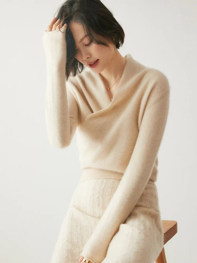 Sandra - Women's Elegant Wrap Sweater with Crossover Design