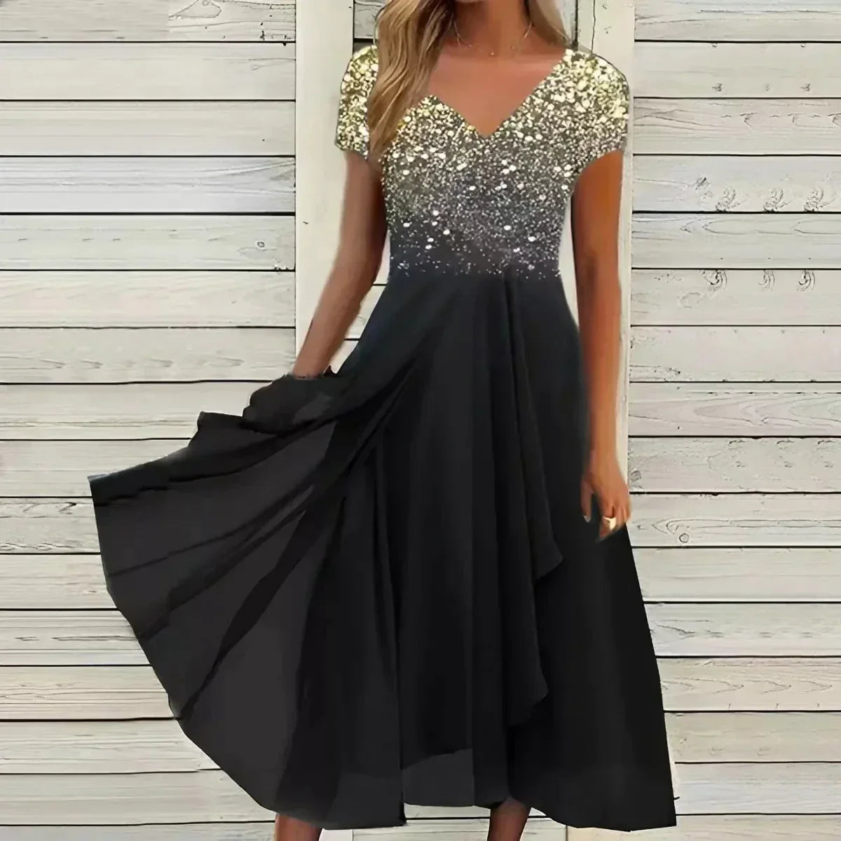 Winifred - Women's Flowing Floral-Formkleid with kurzen Sleeves
