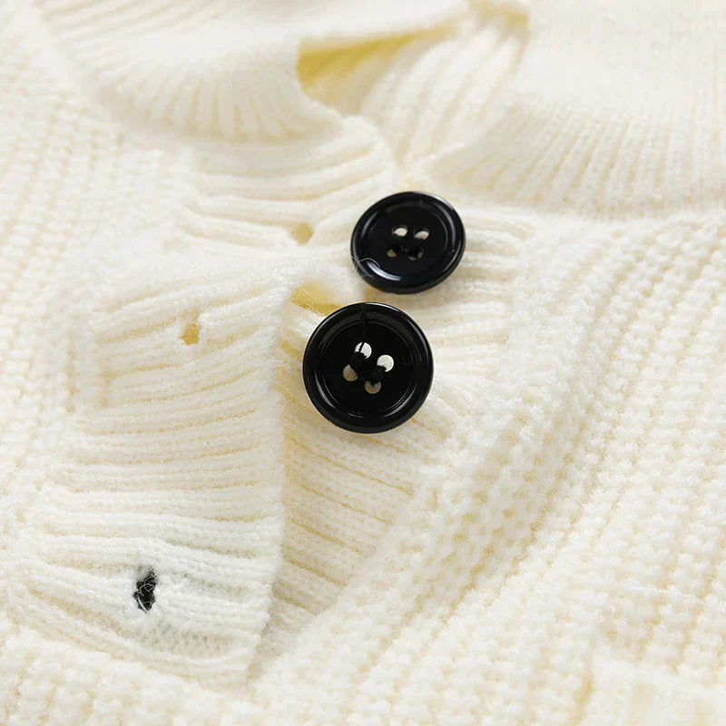 Eliza - Men's Spring-Knit Sweater with Button Placket