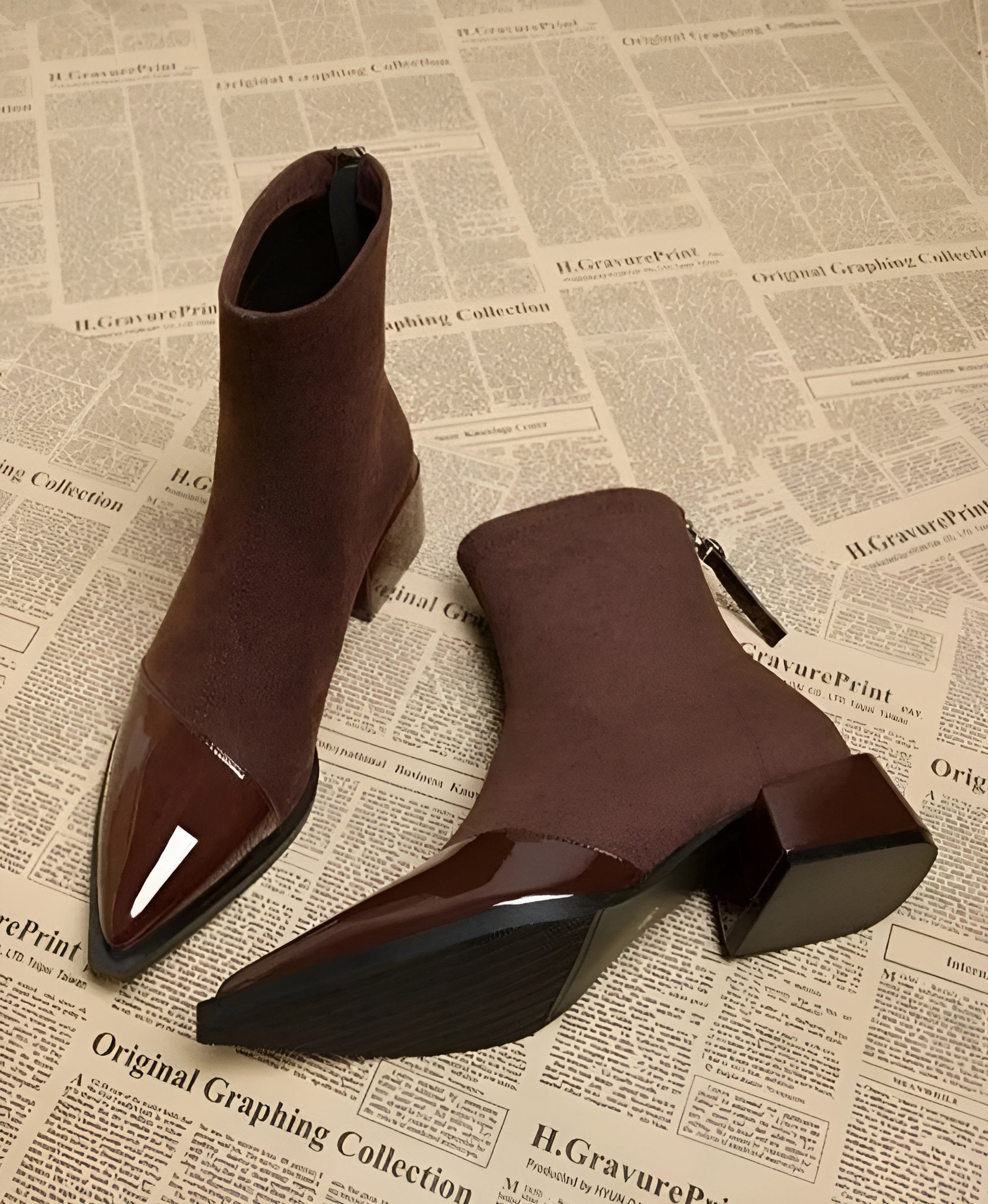 Megan - Women's Spring Ankle Boots with Block Heel