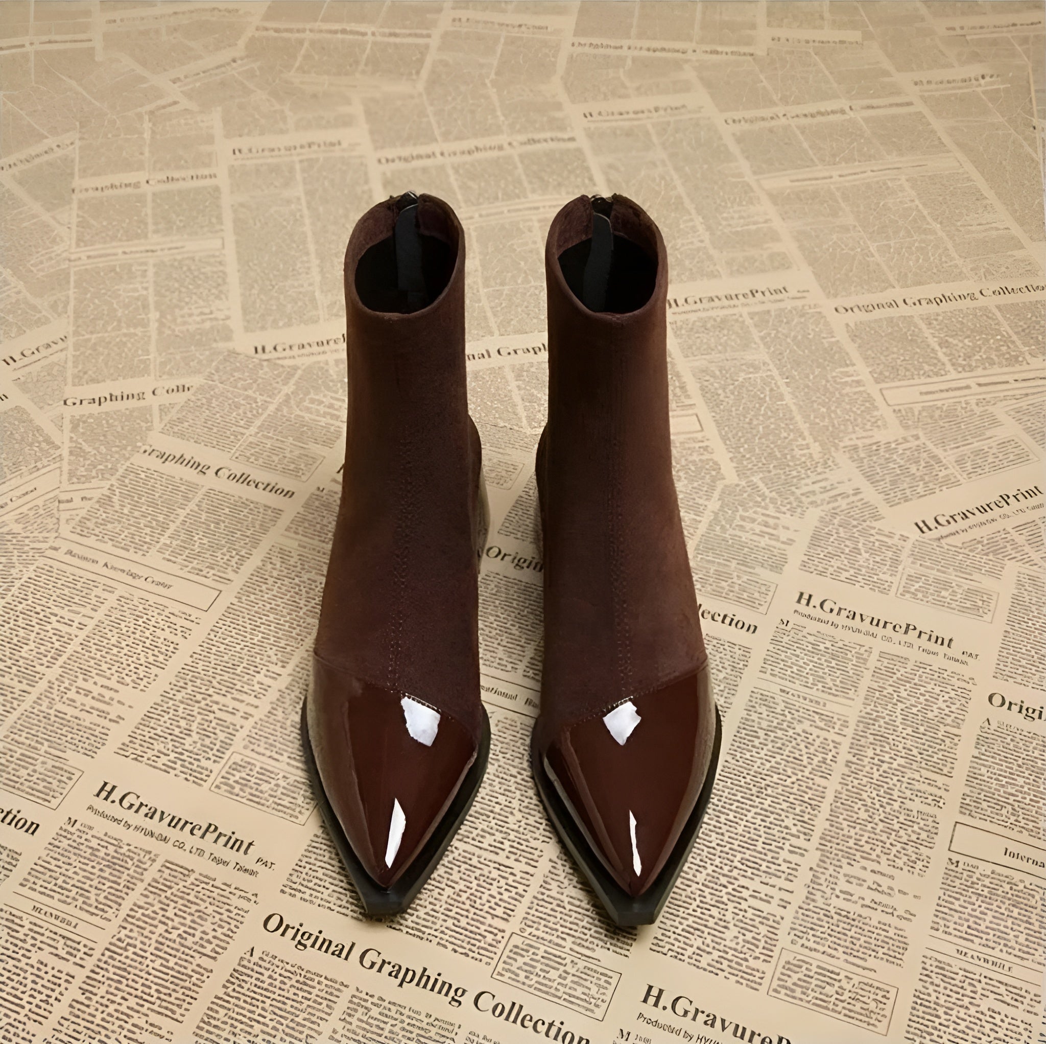 Megan - Women's Spring Ankle Boots with Block Heel