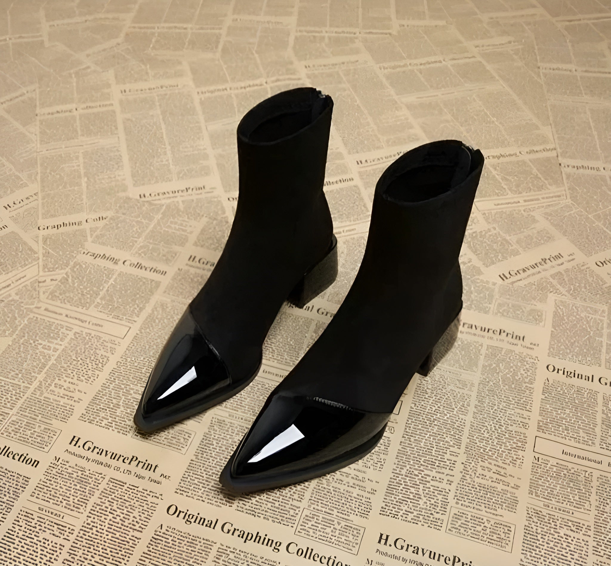 Megan - Women's Spring Ankle Boots with Block Heel