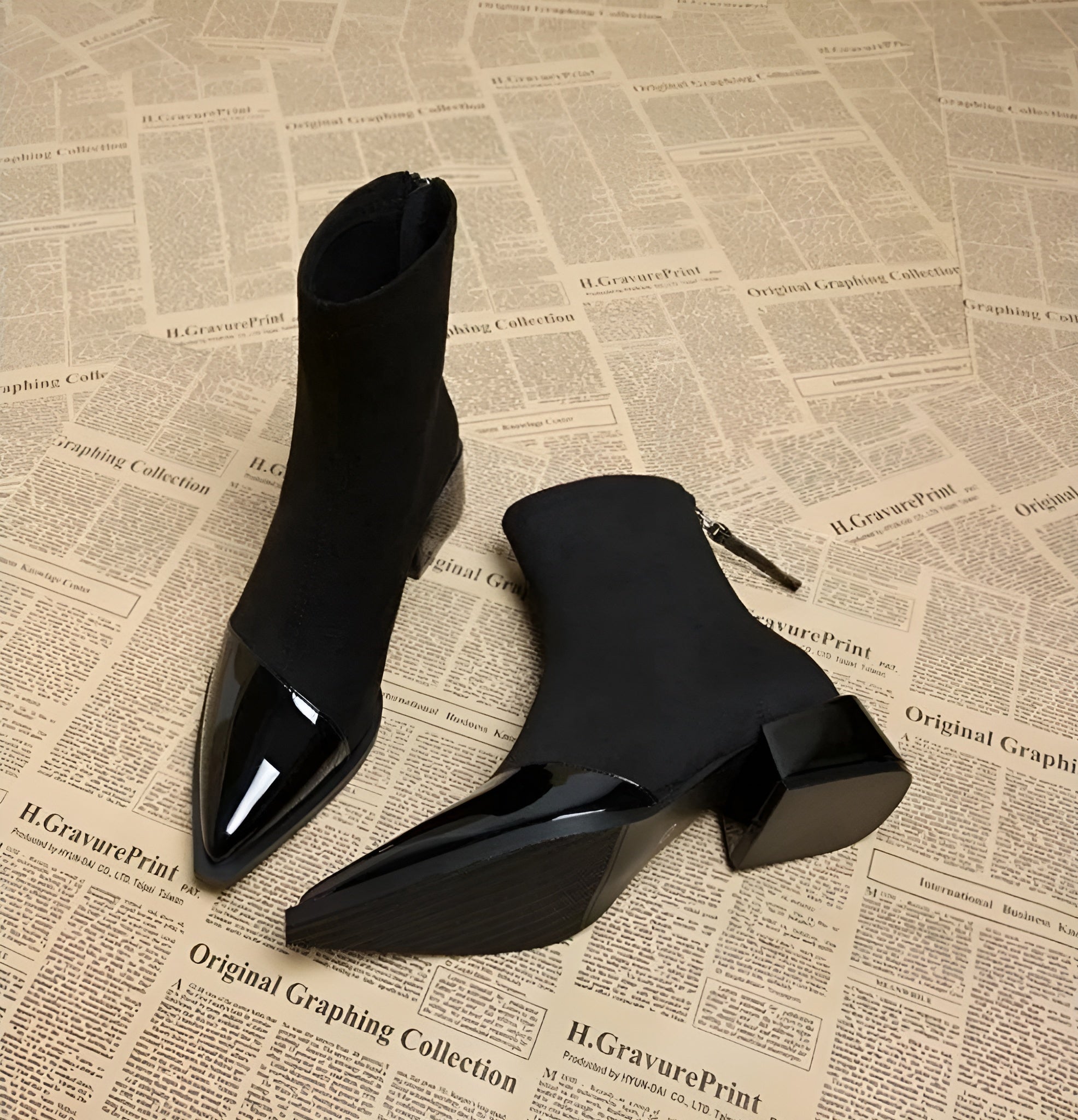 Megan - Women's Spring Ankle Boots with Block Heel