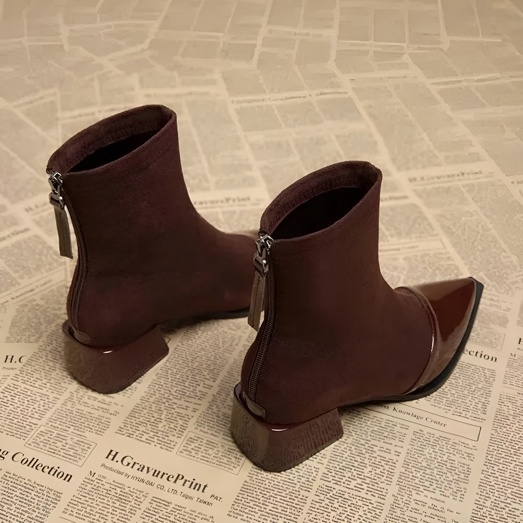 Megan - Women's Spring Ankle Boots with Block Heel