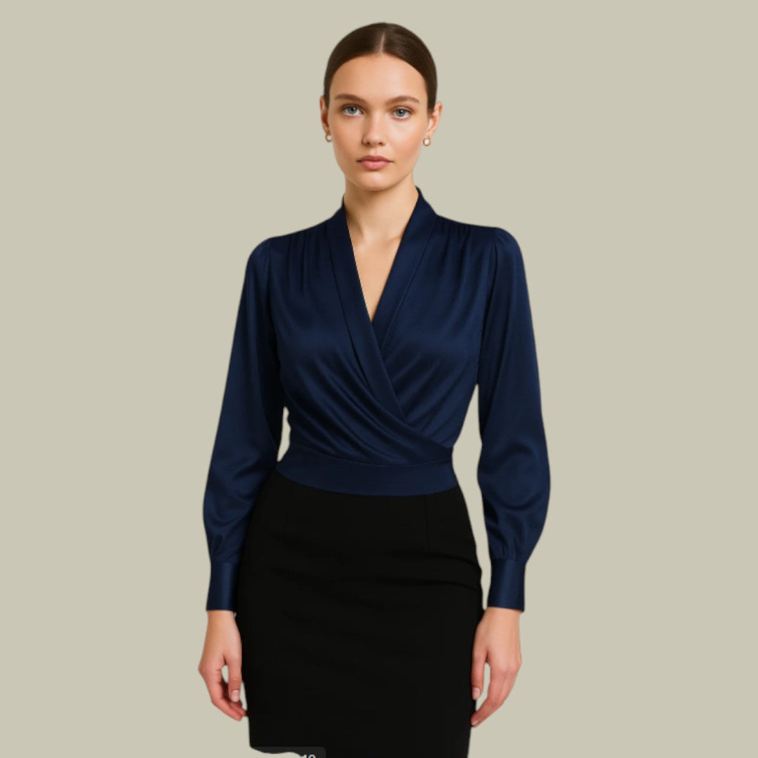 Audrey - Elegant Satin Wickelbluse for Women's