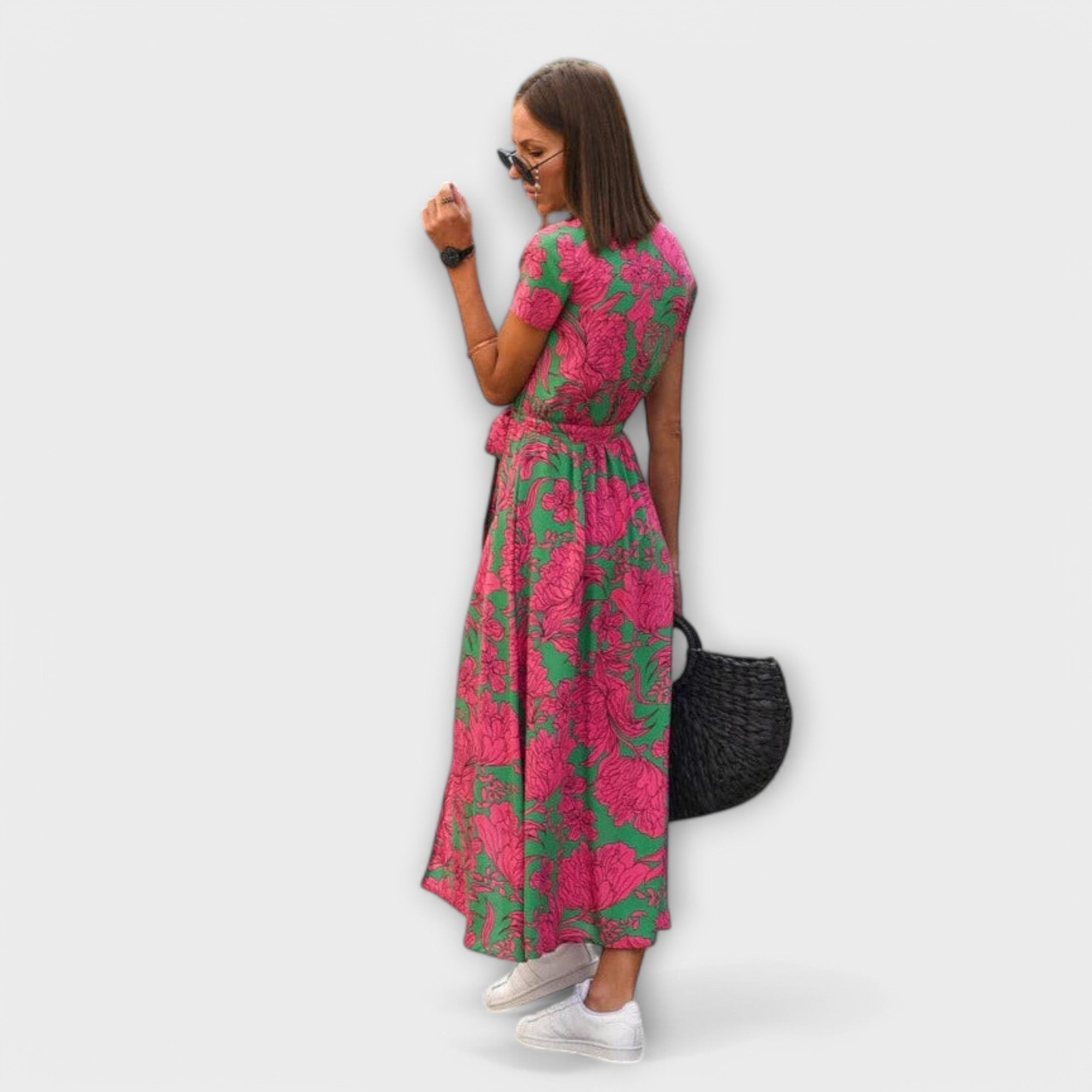 Janice - Women's Casual Langkleid with V-Neck and Belt