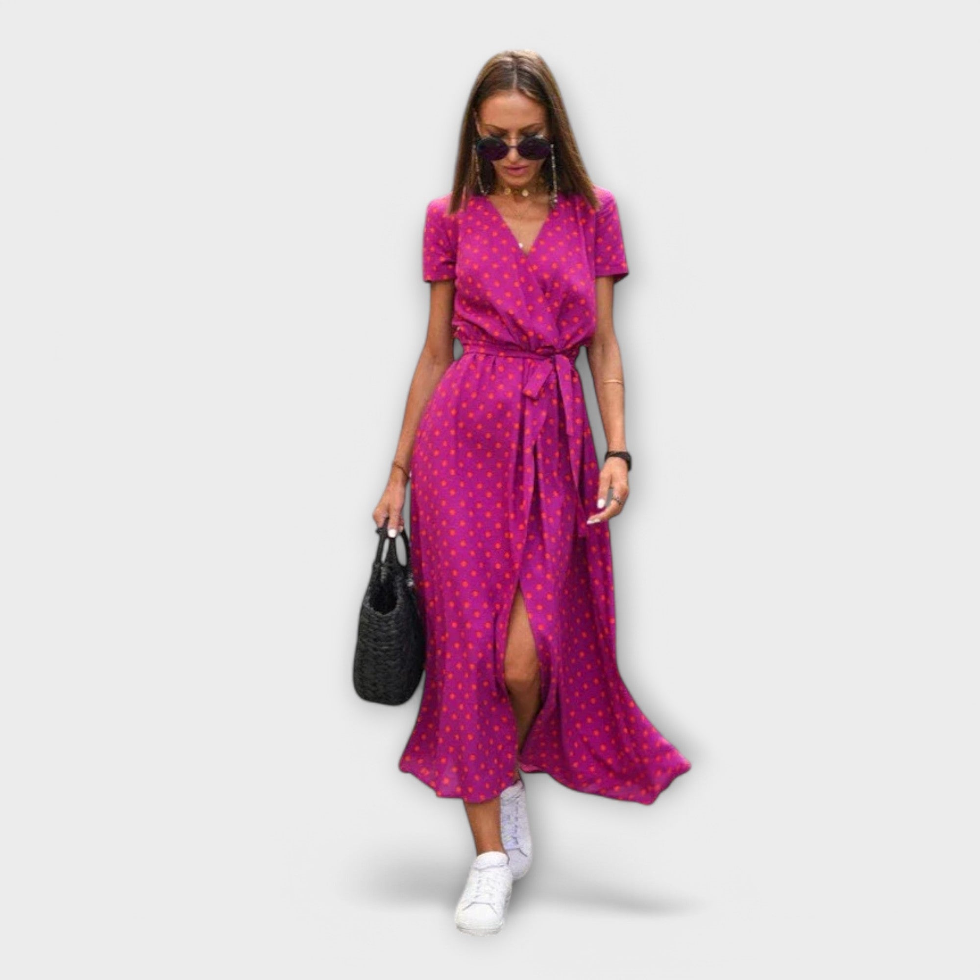 Janice - Women's Casual Langkleid with V-Neck and Belt