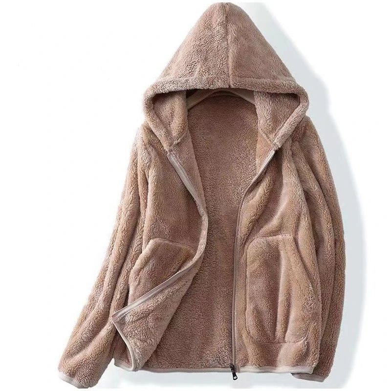 Amber - Women's Spring-Kuschelige Hooded Jacket with Zip