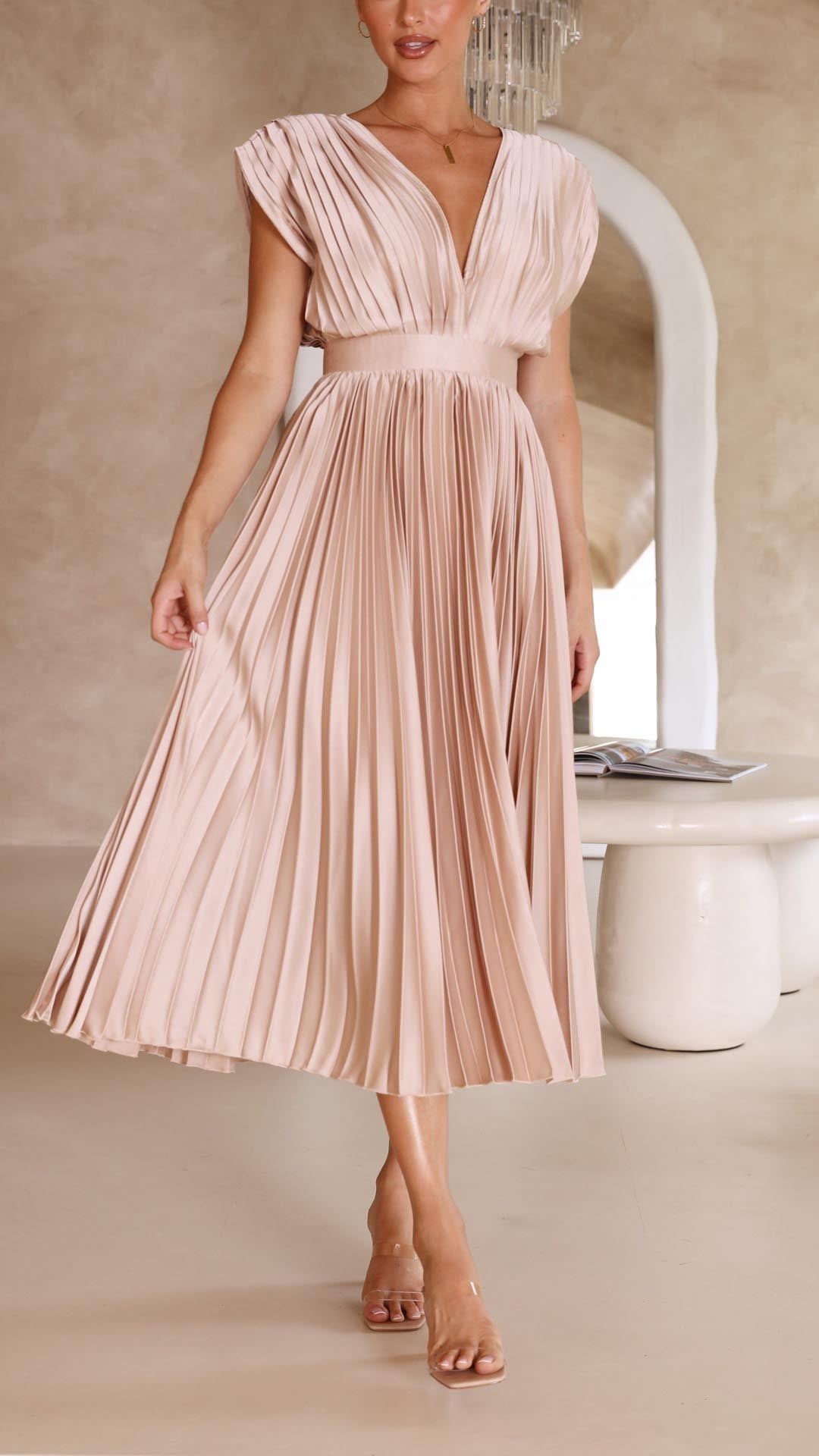 Isabella - Women's Klassisches Gefaltetes Maxi Dress