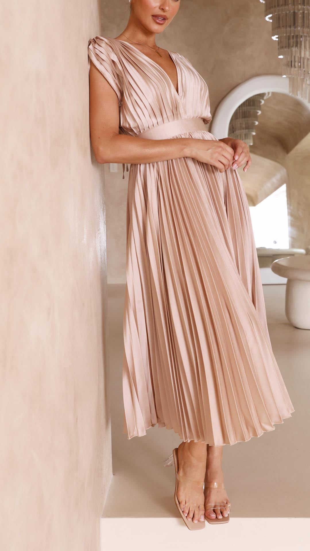 Isabella - Women's Klassisches Gefaltetes Maxi Dress