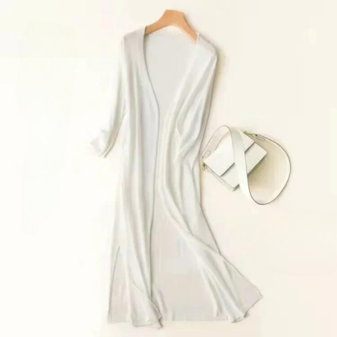 Beverley - Women's Lightweight Long Cardigan in Drapé-Style
