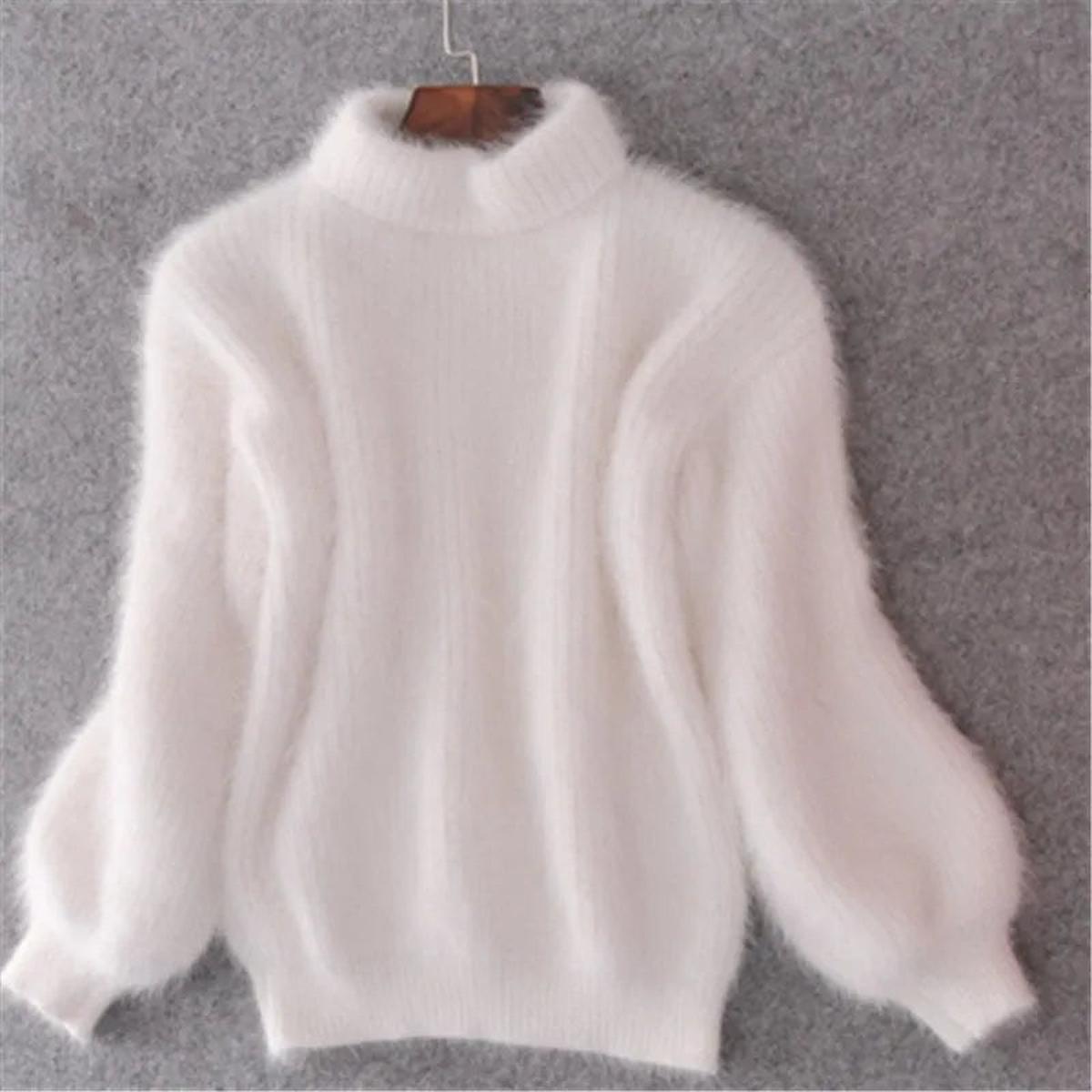 Molly - Women's Soft Flauschiger Spring Sweater with high Collar