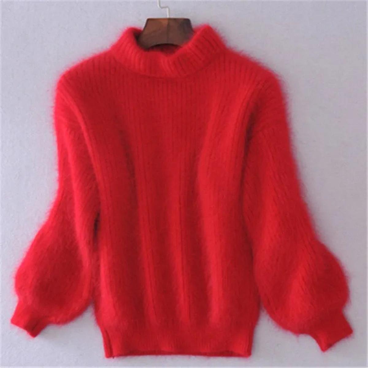 Molly - Women's Soft Flauschiger Spring Sweater with high Collar