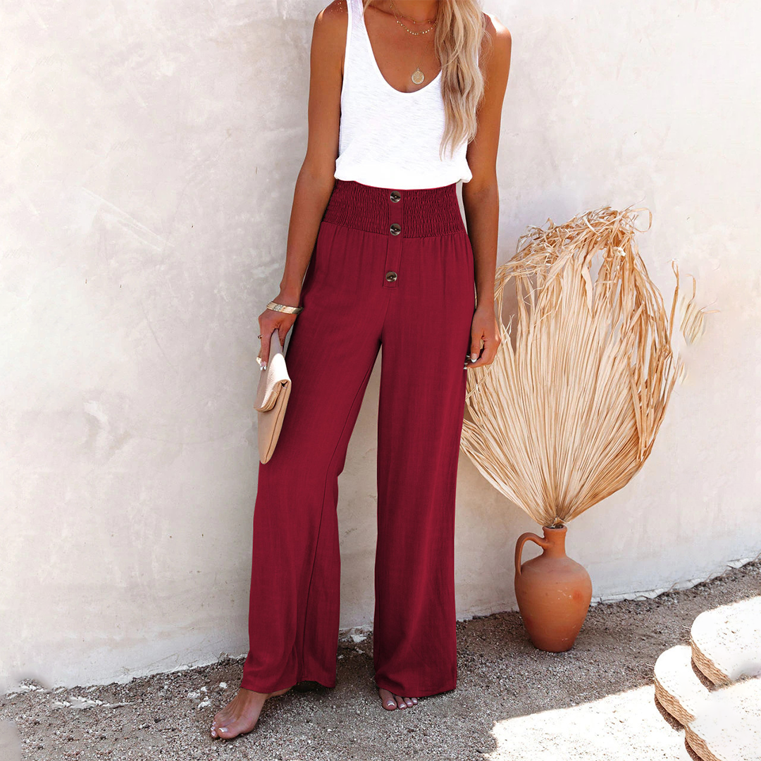 Joanna - Women's Comfortable High-Waist Trousers with weitem Bein