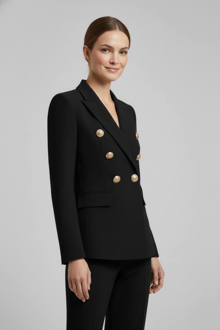 Joanna - Women's Zweireihiger Blazer with goldenen Buttons