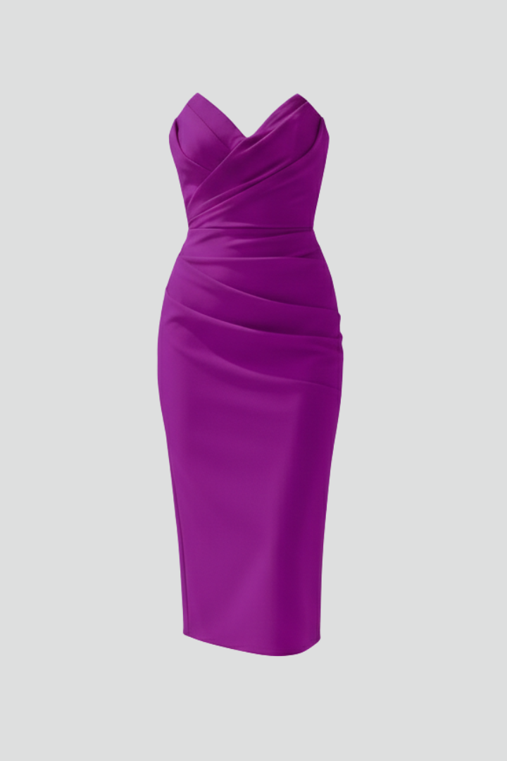 Florence - Women's Dress with strapless Neckline and ruched Skirt