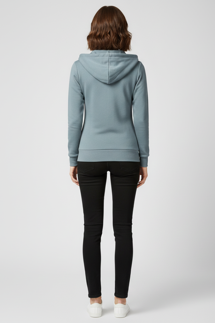 Eva - Women's Hoodie with Front Zip and Kangaroo Pockets
