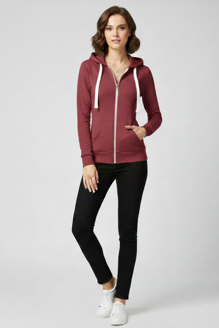 Eva - Women's Hoodie with Front Zip and Kangaroo Pockets