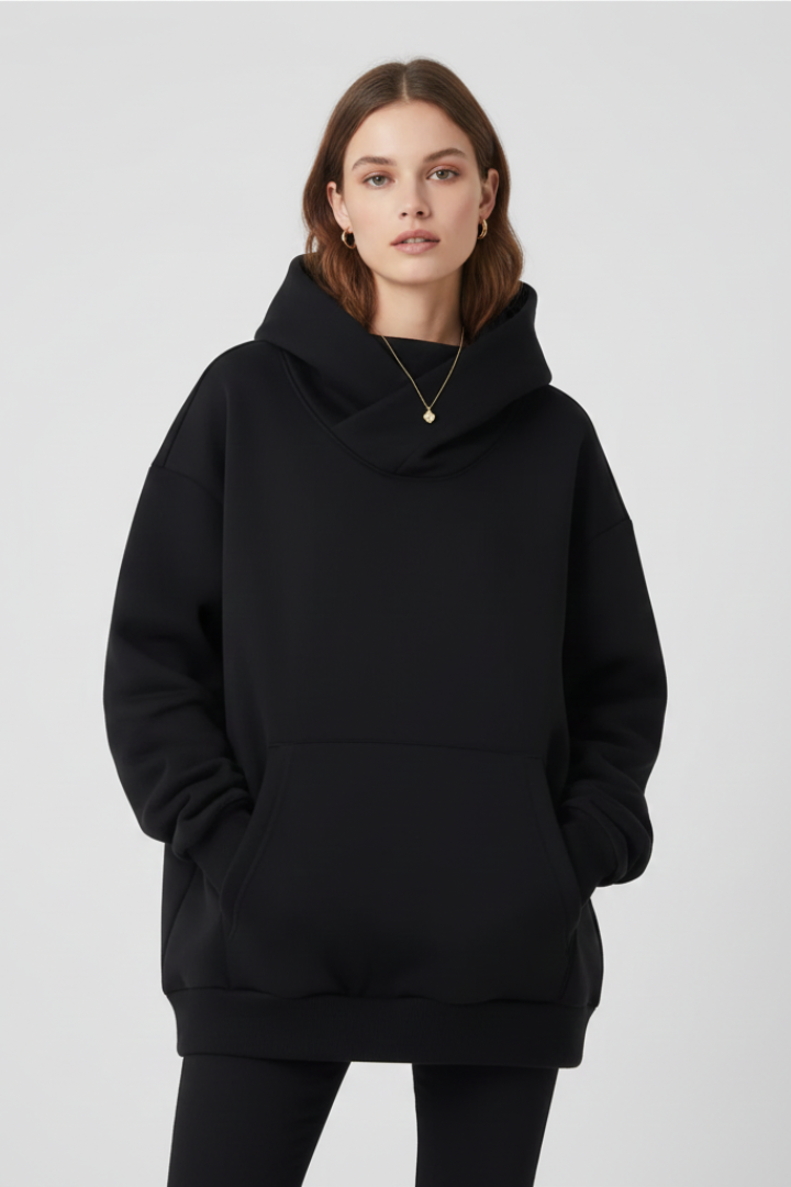 Amber - Women's Hoodie with High Collar and Weiter Hood