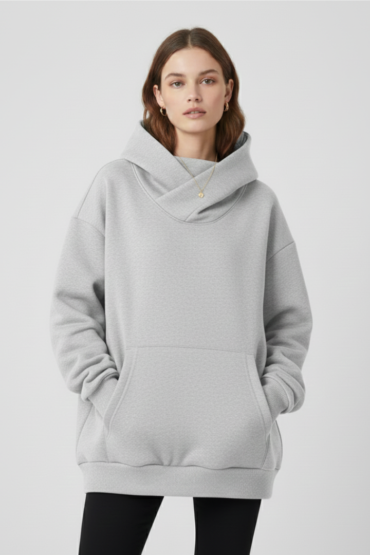 Amber - Women's Hoodie with High Collar and Weiter Hood