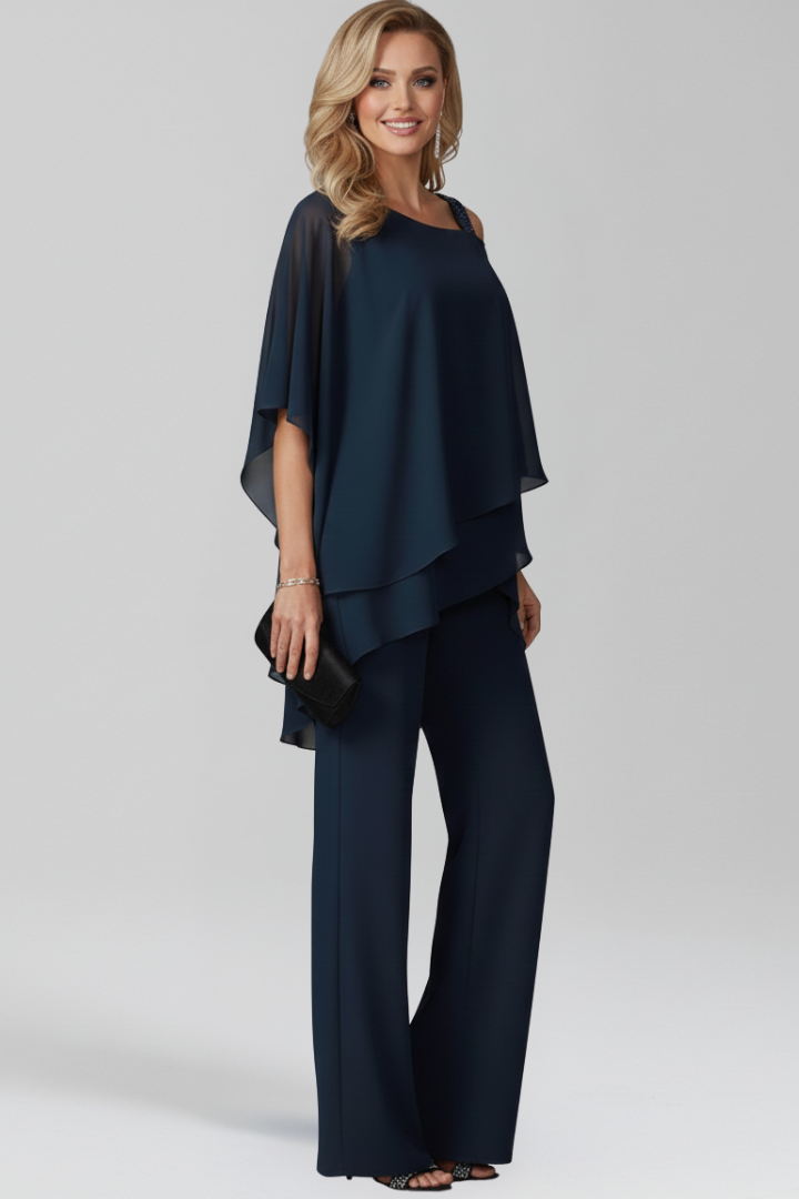 Rebecca - Women's Cold-Shoulder Flowing Wide-Leg Jumpsuit