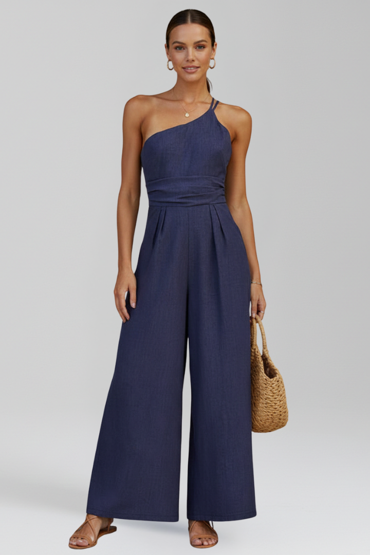 Reese - Women's One-Shoulder Wide-Leg Jumpsuit