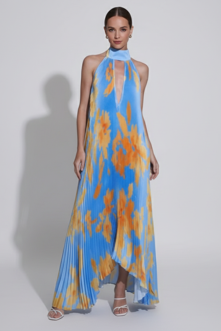 Alice - Women's pleated sleeveless Maxi Dress