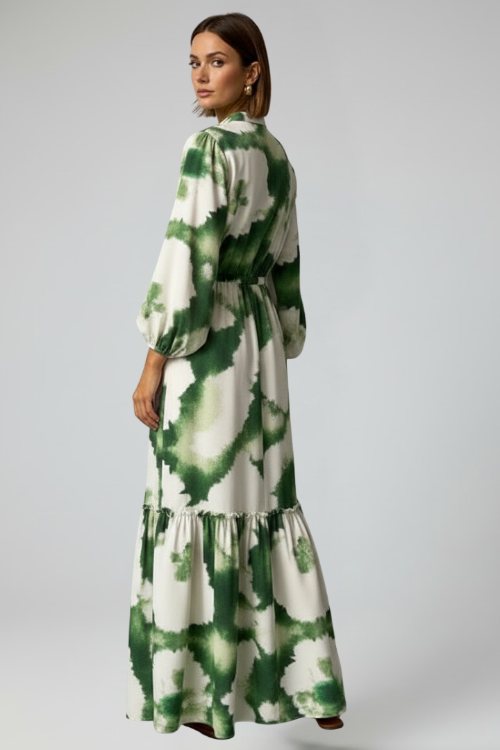 Rachel - Women's Maxi Dress with V-Neck and langen Sleeves