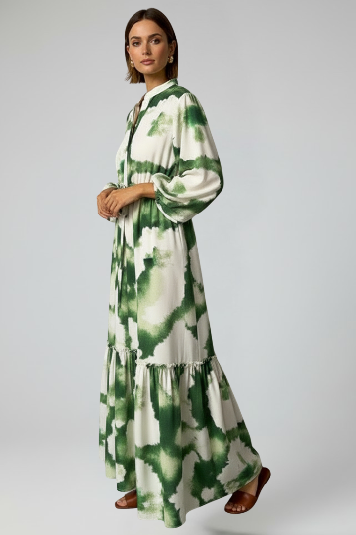 Rachel - Women's Maxi Dress with V-Neck and langen Sleeves