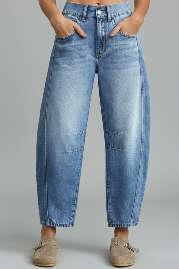 Lucy - Women's Casual Mid-Waist Denim Jeans with Frontverschluss
