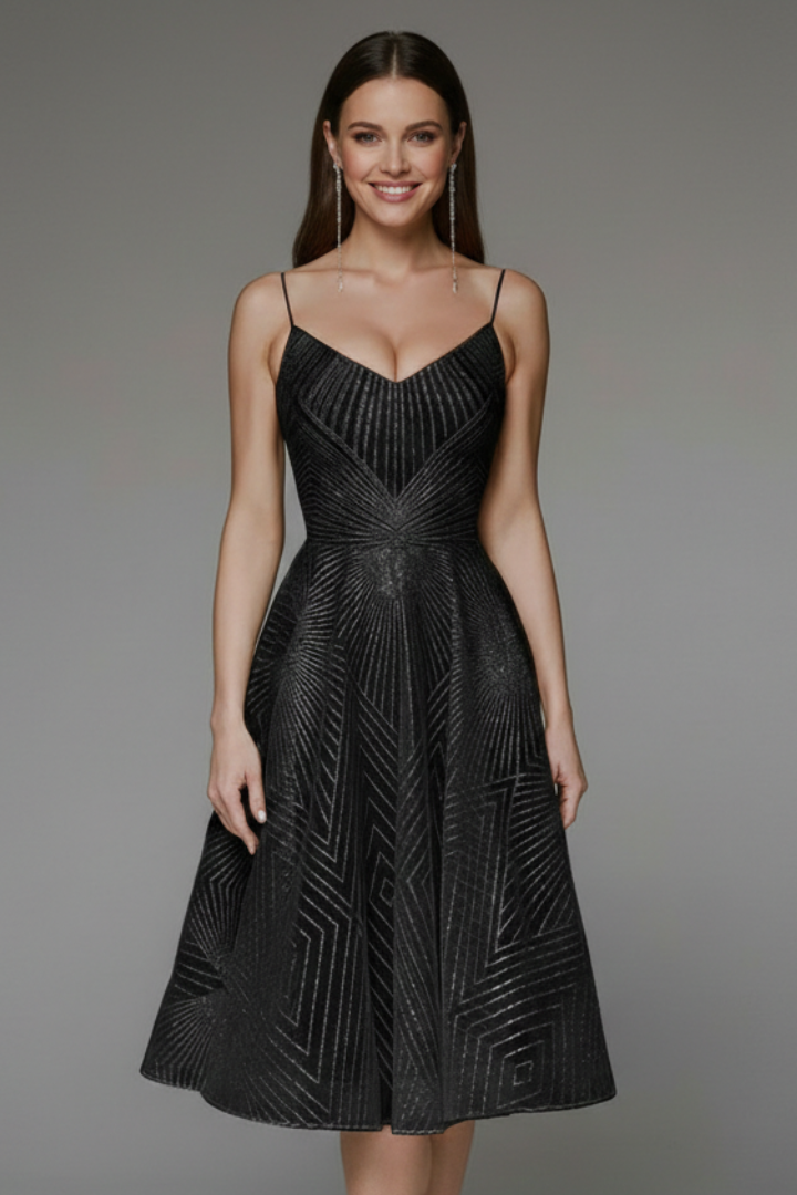 Laura - Women's Spaghetti Strap A-Line Skirt Midi Dress