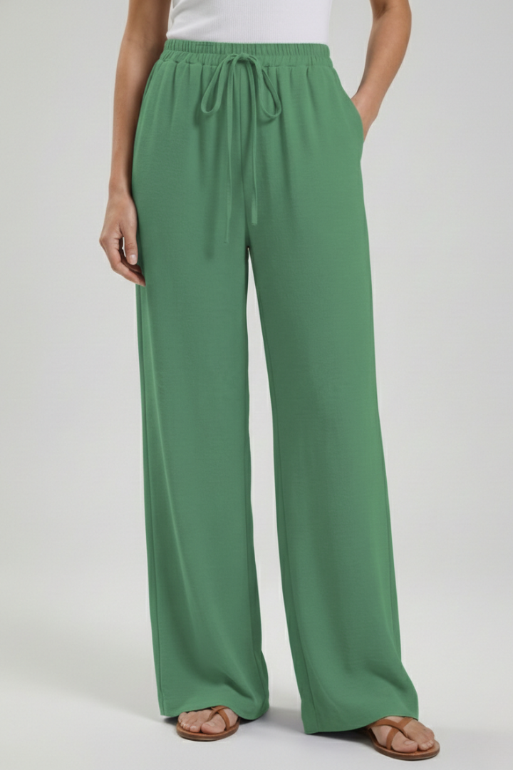 Florence - Women's Palazzo Trousers with Drawstring Waist and Side Pockets