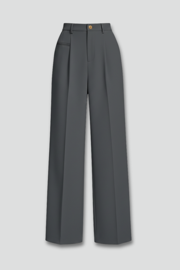 Poppy - Women's Palazzo Trousers with Front Pleats and Back Pockets