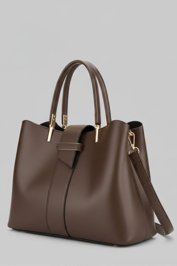 Victoria - Women's Structured Shoulder Bag with Griffen and Strap