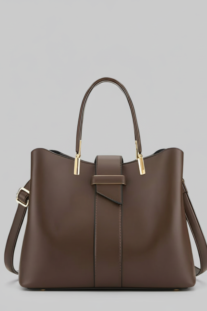 Victoria - Women's Structured Shoulder Bag with Griffen and Strap