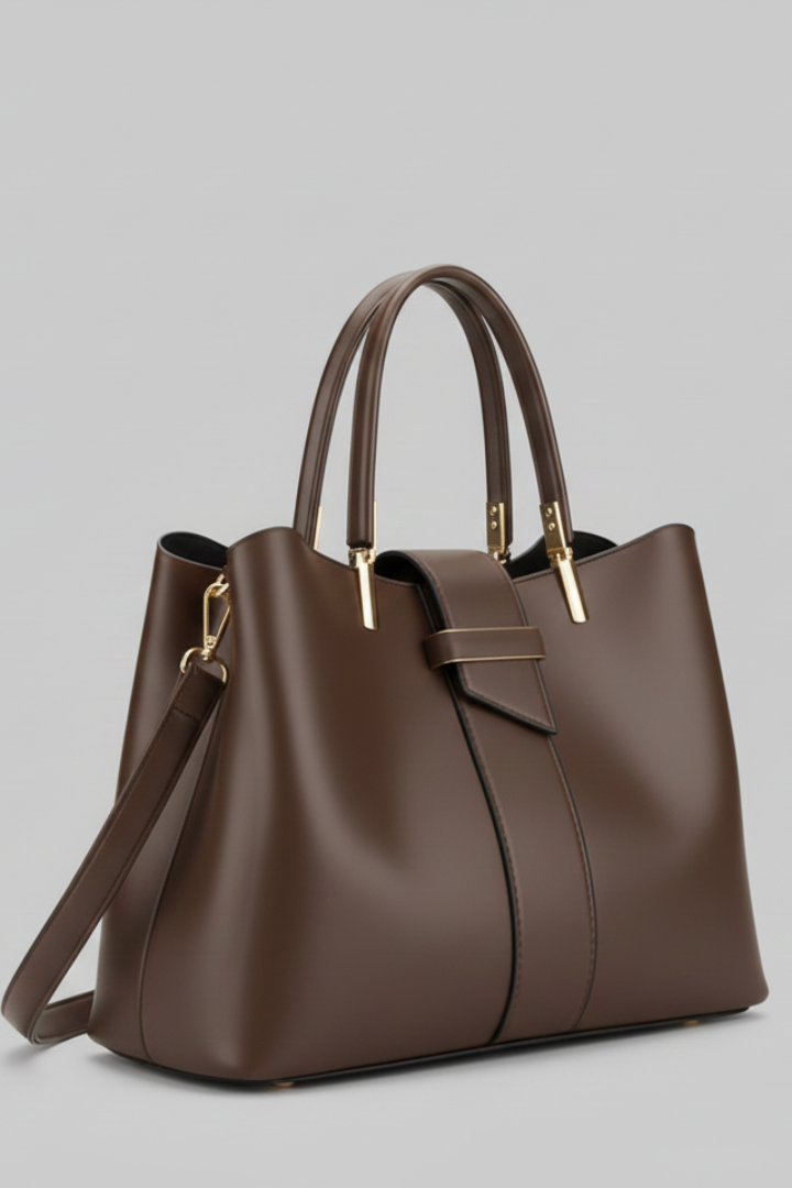 Victoria - Women's Structured Shoulder Bag with Griffen and Strap