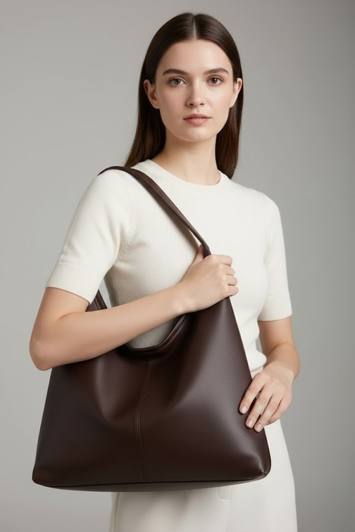 Reese - Women's Classic Tote Pocket with Faux Leather Exterior and Large Interior Pocket