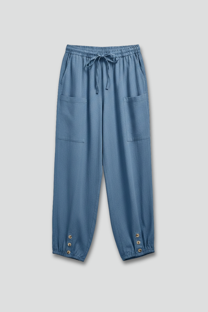 Sophia - Women's Trousers with Drawstring Waist and Knopfsaum