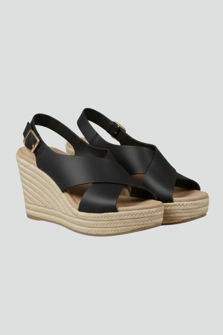 Joanna - Women's Wedge Sandals with crossover Slingback-Strap