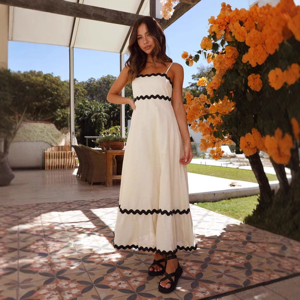 Caitlin - Women's A-Line-Maxi Dress with Spaghetti Straps