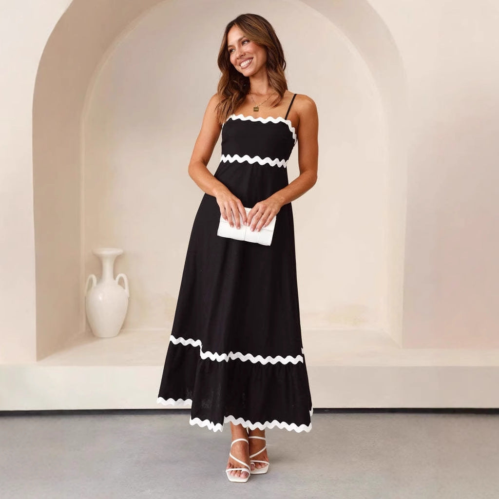 Caitlin - Women's A-Line-Maxi Dress with Spaghetti Straps