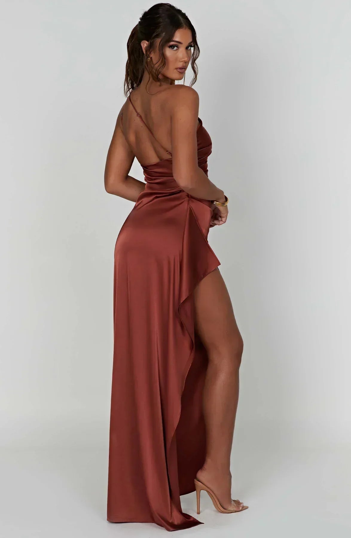 Mandy - Women's One-Shoulder Maxi Dress with Slit