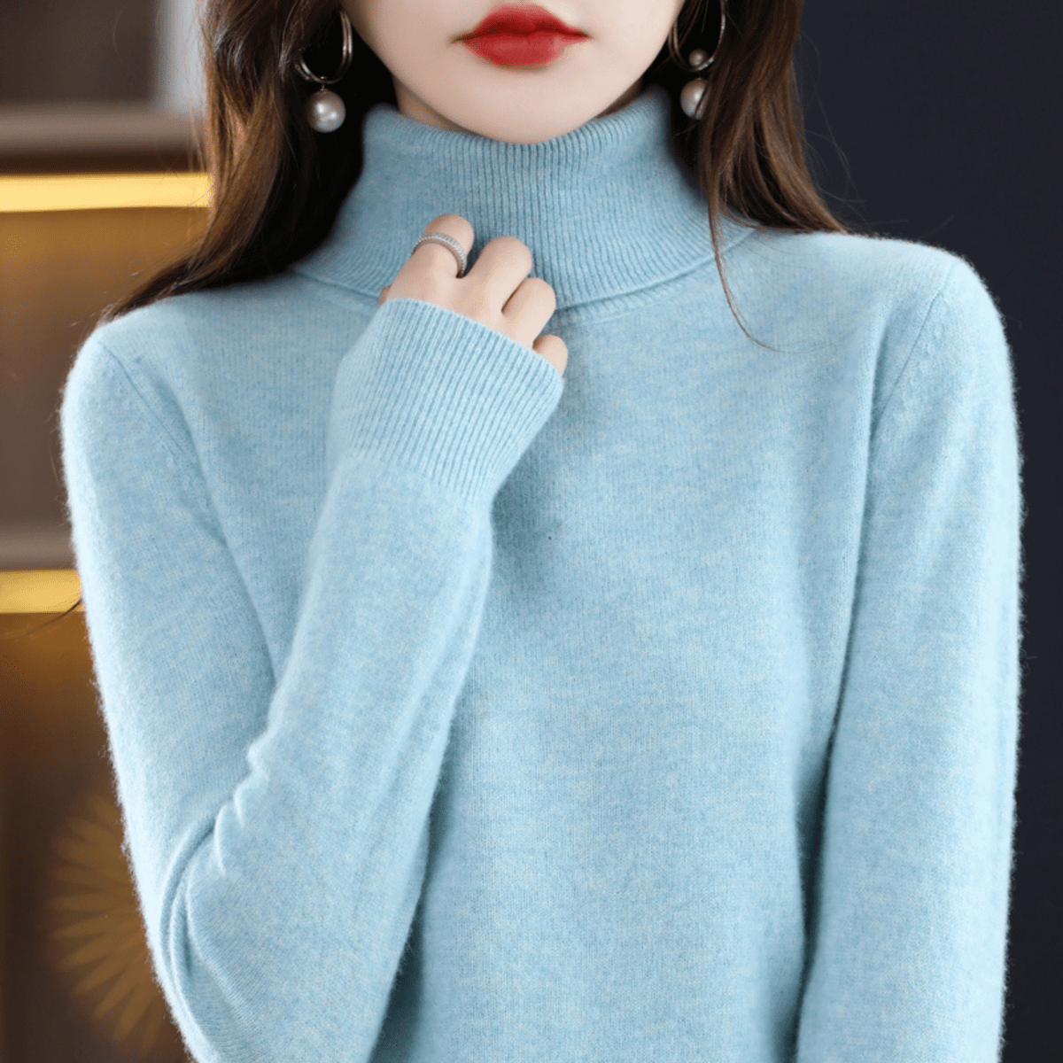 Harriet - Women's Classic Warm Knit Sweater with Turtleneck