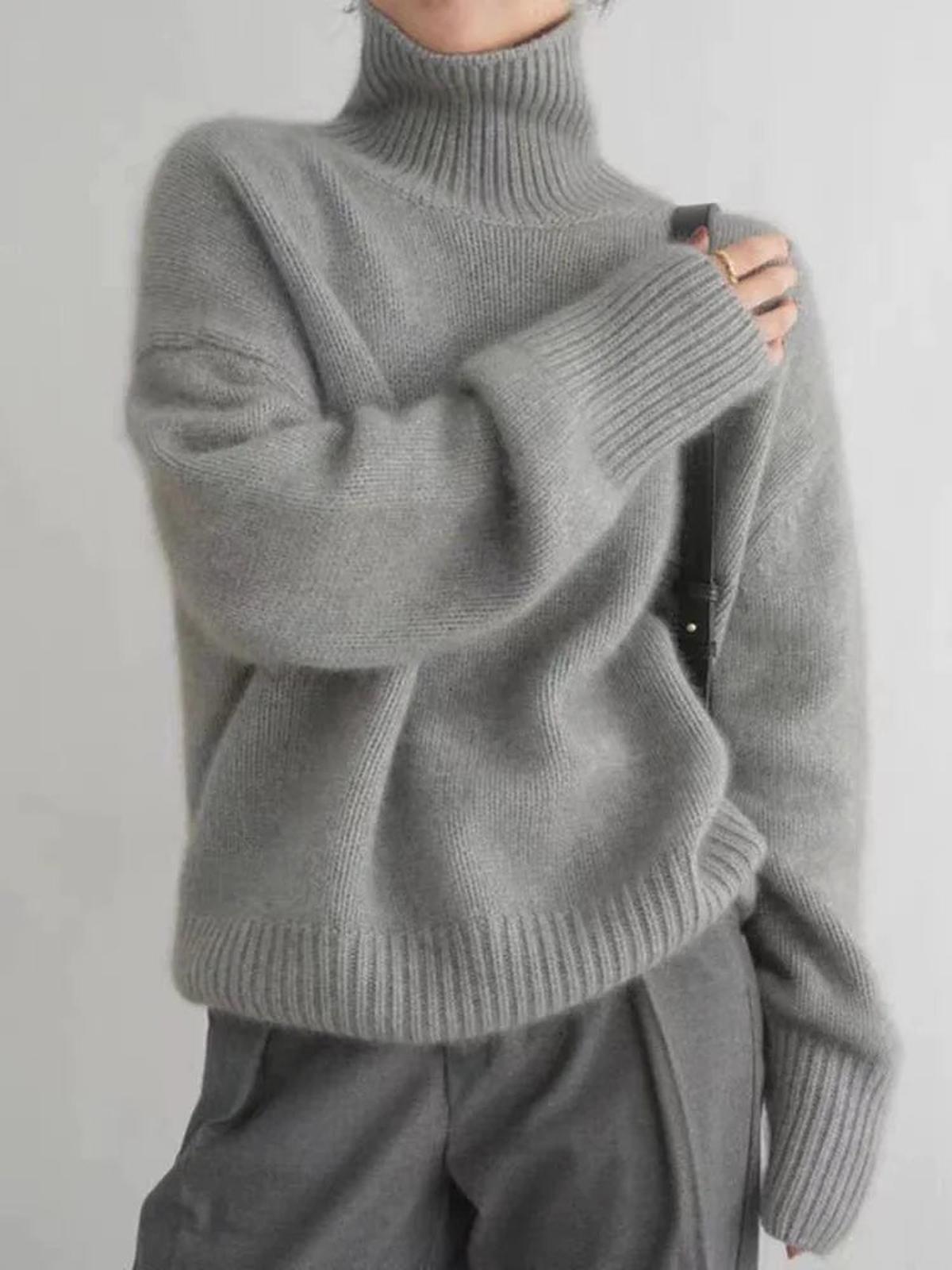 Ruby - Women's Comfortable Knit Sweater with high Collar